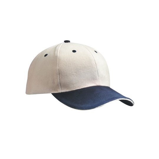 Czapka bawełniana 6-panelowa MB024 - Beige & Navy