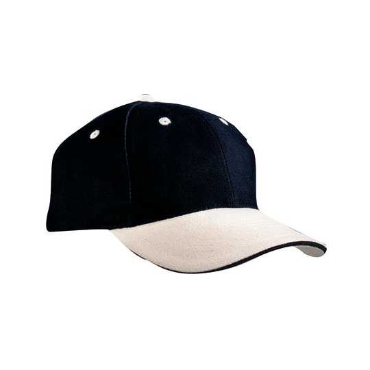 Czapka 6-panelowa Bawelniana MB024 - Black & Beige
