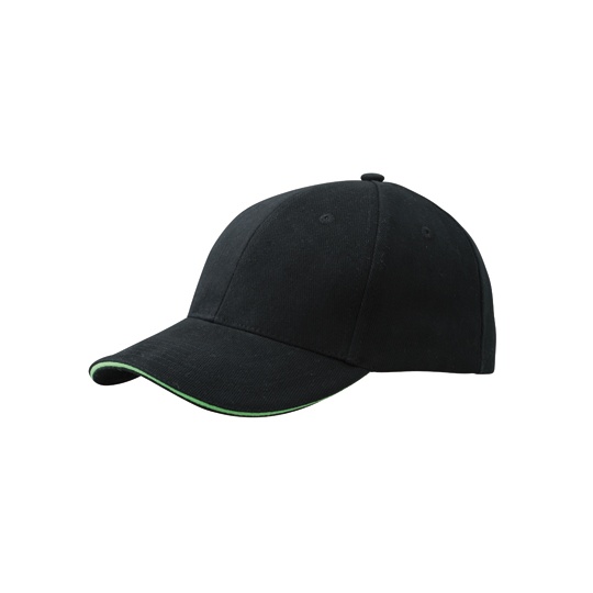 Czapka 6-panelowa Bawelniana MB024 - Black & Lime Green
