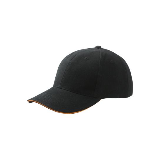 Czapka 6-panelowa Bawelniana MB024 - Black & Orange