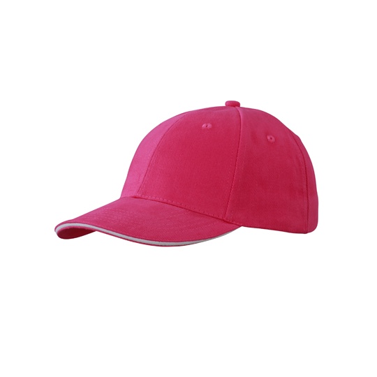 Czapka 6-panelowa Bawelniana MB024 - Pink & White