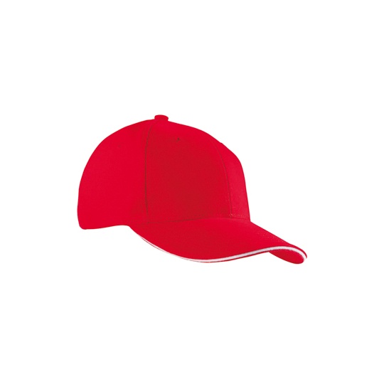 Czapka 6-panelowa Bawelniana MB024 - Red & White