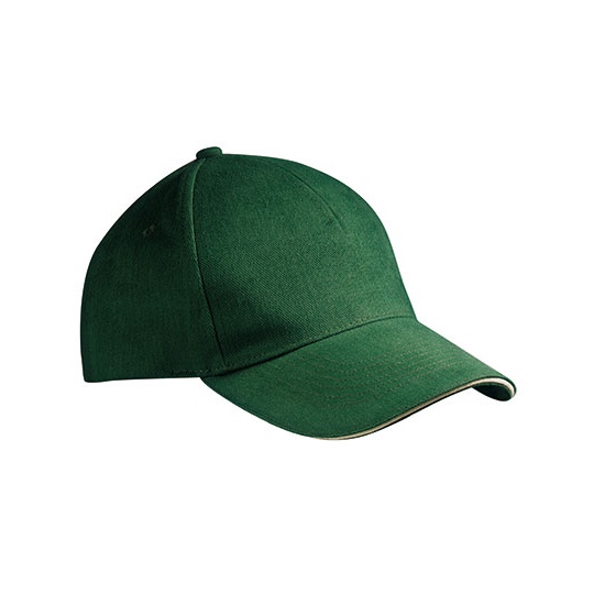 Czapka Bejsbolowka 5-panelowa MB035 - Dark Green & Natural