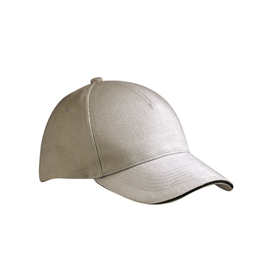 Czapka Bejsbolówka 5-panelowa MB035 - Light Grey & Black