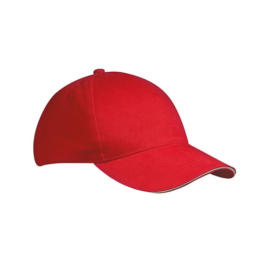 Czapka Bejsbolowka 5-panelowa MB035 - Red & White