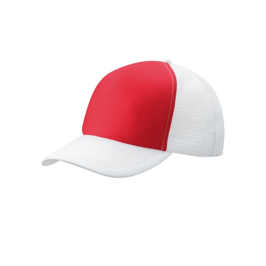 5-panelowa czapka z siatki snapback MB070 - Red & White
