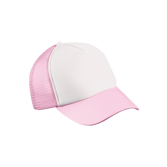 Czapka Snapback 5-panelowa Siateczkowa MB070 - White & Baby Pink