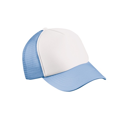 Czapka Snapback 5-panelowa Siateczkowa MB070 - White & Light Blue