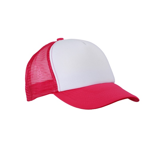 Czapka Snapback 5-panelowa Siateczkowa MB070 - White & Magenta