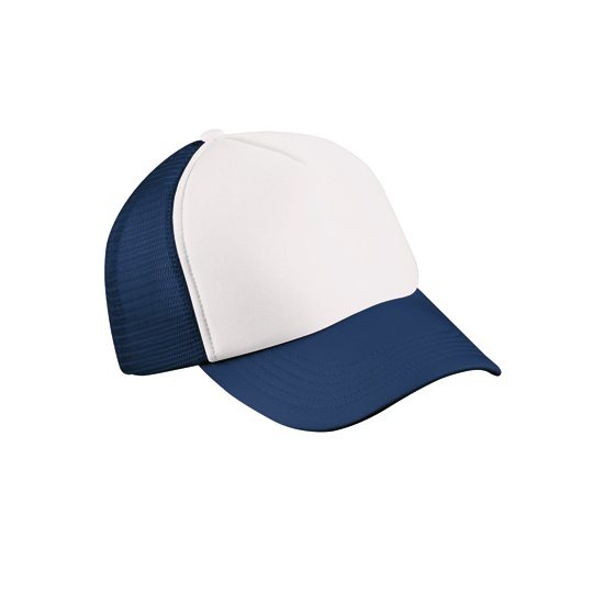 Czapka Snapback 5-panelowa Siateczkowa MB070 - White & Navy