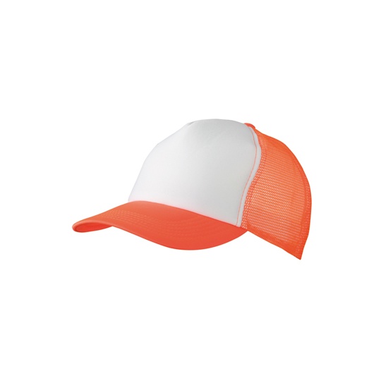 Czapka Snapback 5-panelowa Siateczkowa MB070 - White & Neon Orange