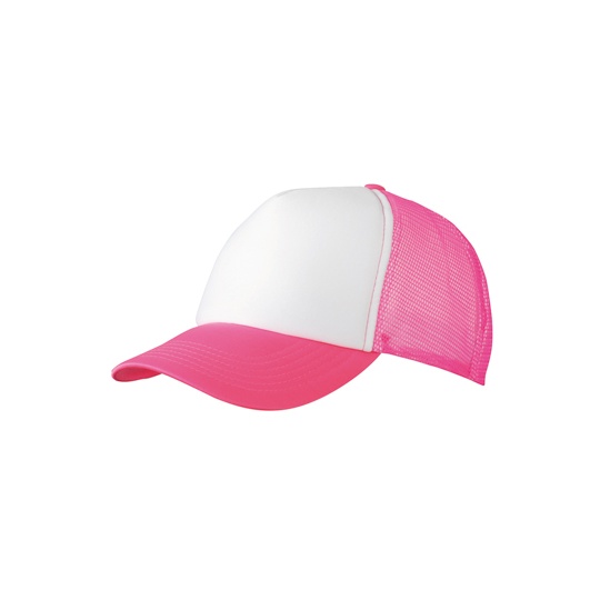 Czapka Snapback 5-panelowa Siateczkowa MB070 - White & Neon Pink