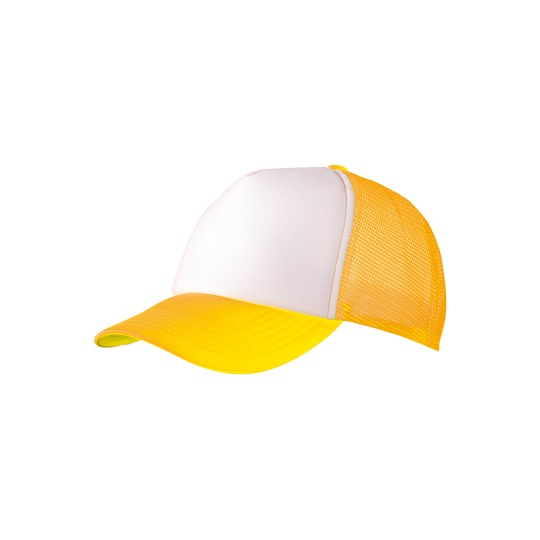 Czapka Snapback 5-panelowa Siateczkowa MB070 - White & Neon Yellow