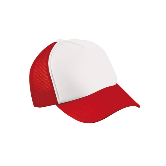 Czapka Snapback 5-panelowa Siateczkowa MB070 - White & Red