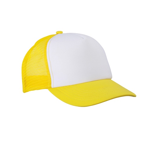 Czapka Snapback 5-panelowa Siateczkowa MB070 - White & Sun Yellow