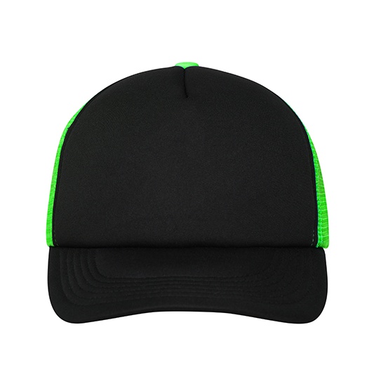 5-panelowa czapka z siatki snapback MB070 - Black & Neon Green
