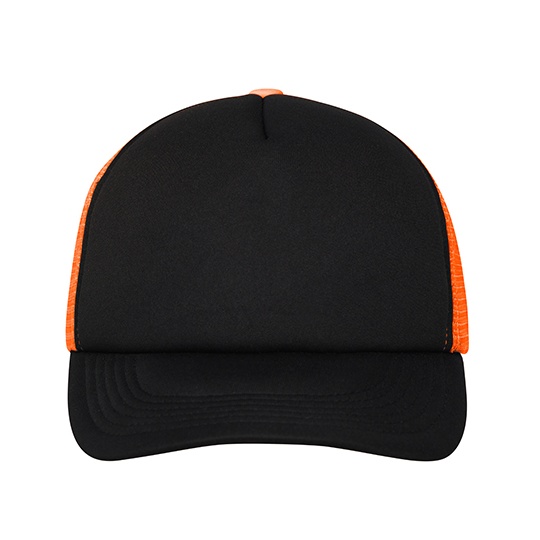Czapka Snapback 5-panelowa Siateczkowa MB070 - Black & Neon Orange