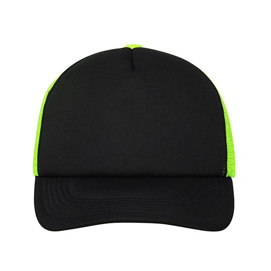 Czapka Snapback 5-panelowa Siateczkowa MB070 - Black & Neon Yellow