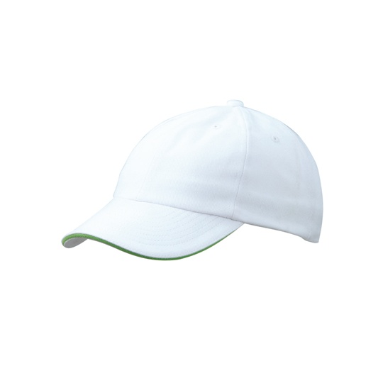 Czapka z daszkiem 6-panelowa Bawelniana MB6112 - White & Lime Green