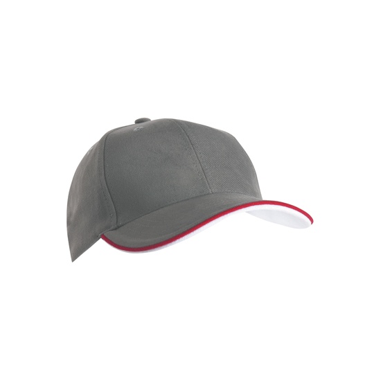 Czapka 6 panelowa bawelniana MB6197 - Dark Grey & Red