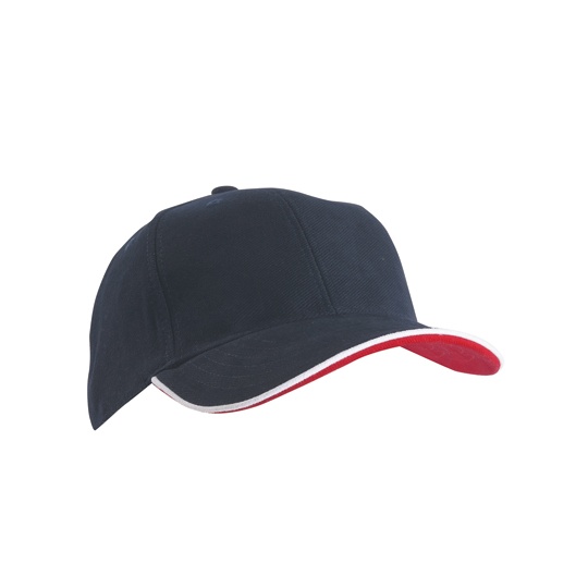 Czapka 6 panelowa bawelniana MB6197 - Navy & White & Red