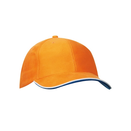 Czapka 6 panelowa bawelniana MB6197 - Orange & White & Royal