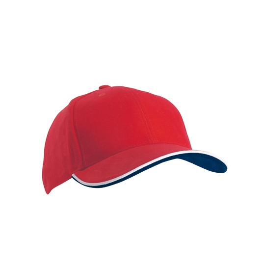 Czapka 6 panelowa bawelniana MB6197 - Red & White & Navy