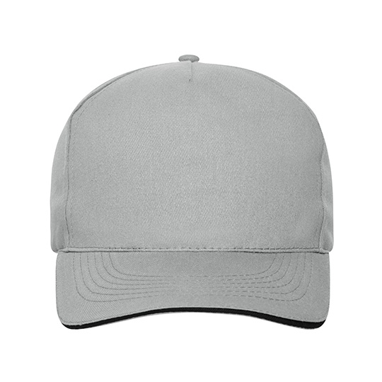Czapka 5-panelowa MB6238 - Light Grey & Black