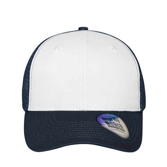 Czapka 6-panelowa Siateczkowa MB6239 - White & Navy