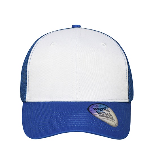 Czapka siateczkowa 6-panelowa MB6239 - White & Royal