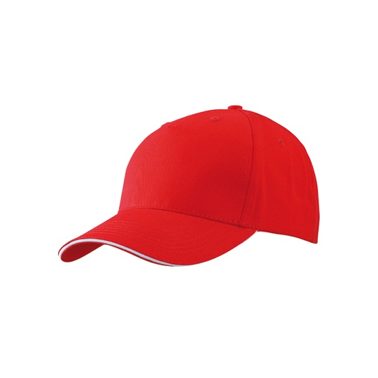Czapka 5-panelowa Bawelniana MB6526 - Red & White
