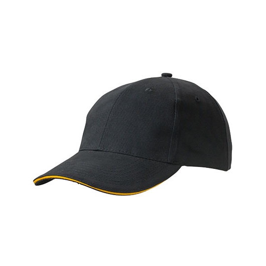 Czapka Z Daszkiem 6-Panelowa Z Kontrastowym Wykonczeniem MB6541 - Black & Gold