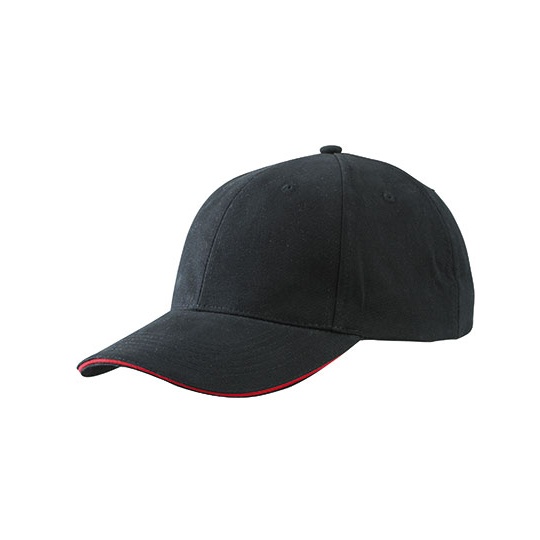 Czapka Z Daszkiem 6-Panelowa Z Kontrastowym Wykonczeniem MB6541 - Black & Red