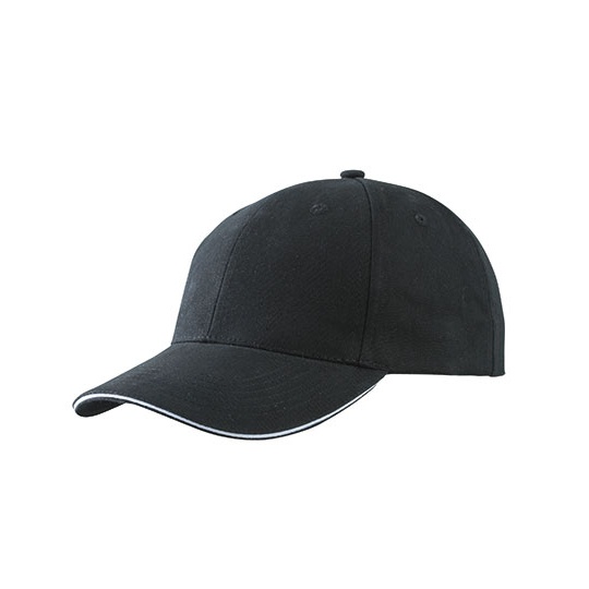 Czapka Z Daszkiem 6-Panelowa Z Kontrastowym Wykonczeniem MB6541 - Black & White