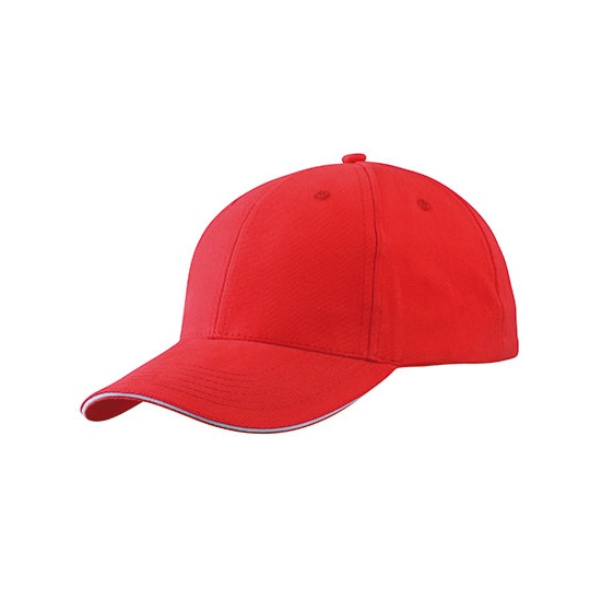 Czapka Z Daszkiem 6-Panelowa Z Kontrastowym Wykonczeniem MB6541 - Red & White