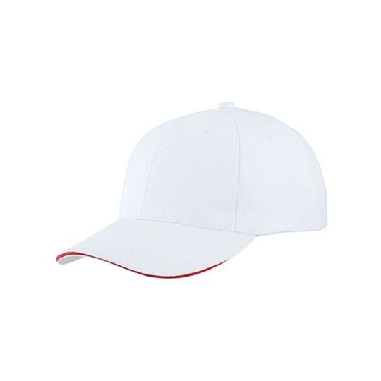 Czapka Z Daszkiem 6-Panelowa Z Kontrastowym Wykończeniem MB6541 - White & Red