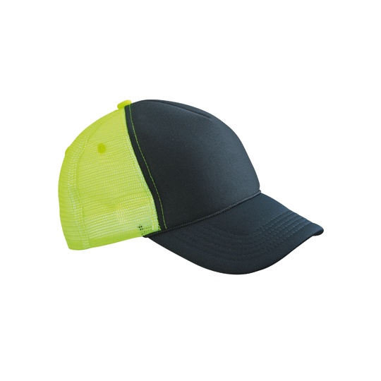 Czapka 5-Panelowa Siateczkowa MB6550 - Black & Neon Yellow