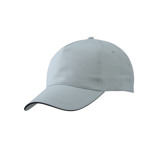 Czapka z daszkiem 5-panelowa Bawelniana MB6552 - Light Grey & Black