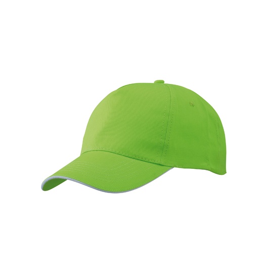 Czapka z daszkiem 5-panelowa Bawelniana MB6552 - Lime Green & White