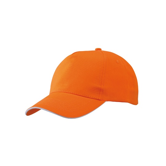 Czapka z daszkiem 5-panelowa Bawelniana MB6552 - Orange & White