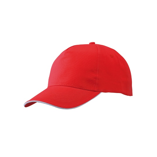 Czapka z daszkiem 5-panelowa Bawelniana MB6552 - Red & White