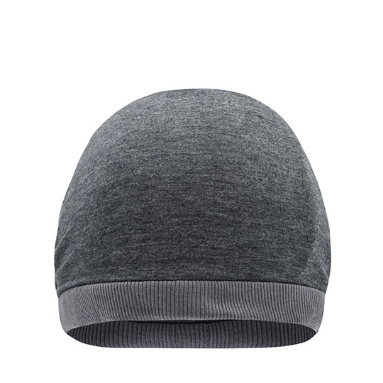 Dwukolorowa czapka beanie oversize MB6577 - Black Melange & Dark Grey