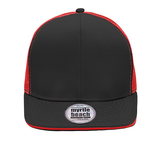 Czapka Trucker 6-panelowa Z Siateczka MB6635 - Black & Red