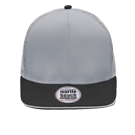 Czapka Trucker 6-panelowa Z Siateczka MB6635 - Light Grey & Black
