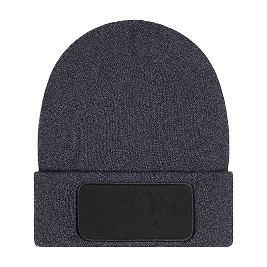 Czapka Beanie Dzianinowa z Naszywka MB7407 - Dark Grey Melange