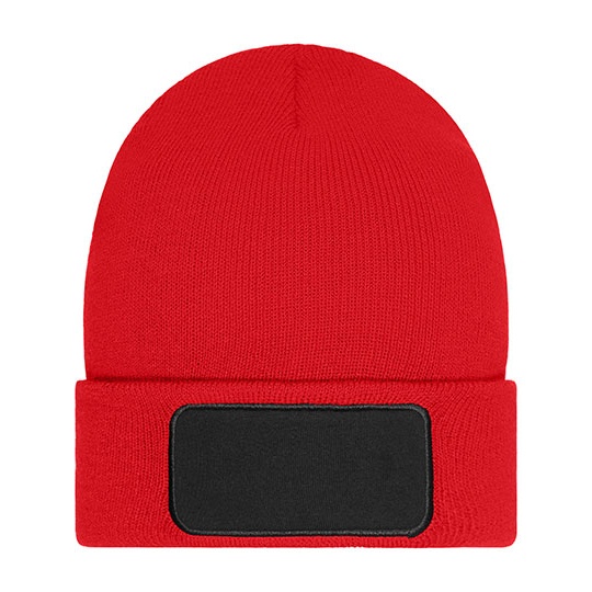 Czapka Beanie Dzianinowa z Naszywka MB7407 - Red