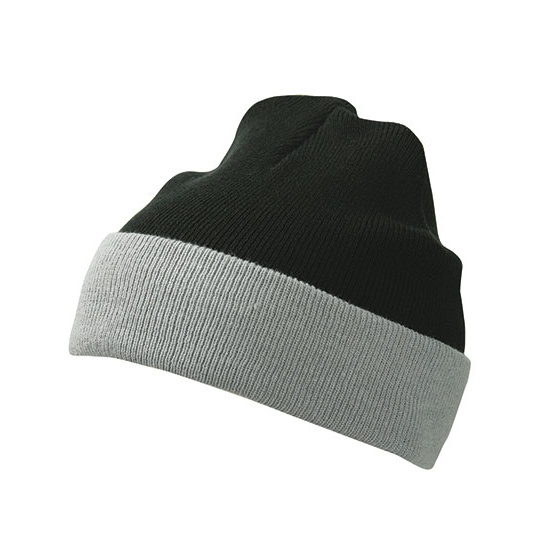 Czapka Dzianinowa Dwukolorowa MB7550 - Black & Grey
