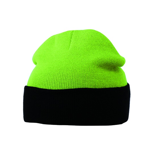 Czapka Dzianinowa Dwukolorowa MB7550 - Lime Green & Black