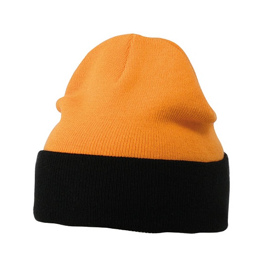 Czapka Dzianinowa Dwukolorowa MB7550 - Orange & Black