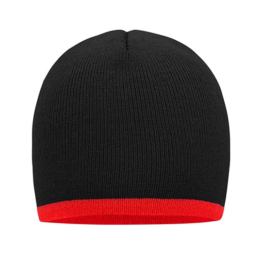 Czapka Dopasowana Dzianinowa MB7584 - Black & Red